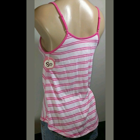 SO WEAR DECLARE IT LT DK PINK STRIPED TANK SHIRT - Picture 4 of 4